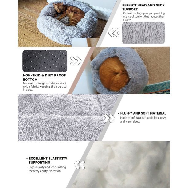 Cleaning a cat bed by hand using a brush on a wooden deck.